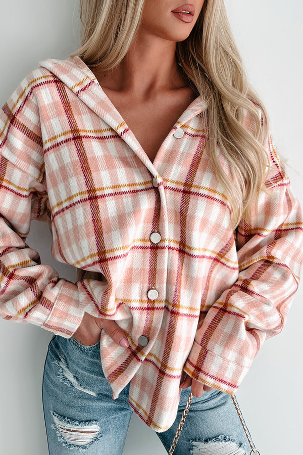 Doorbuster Out In The Pines Plaid Shacket (Pink Multi) - NanaMacs