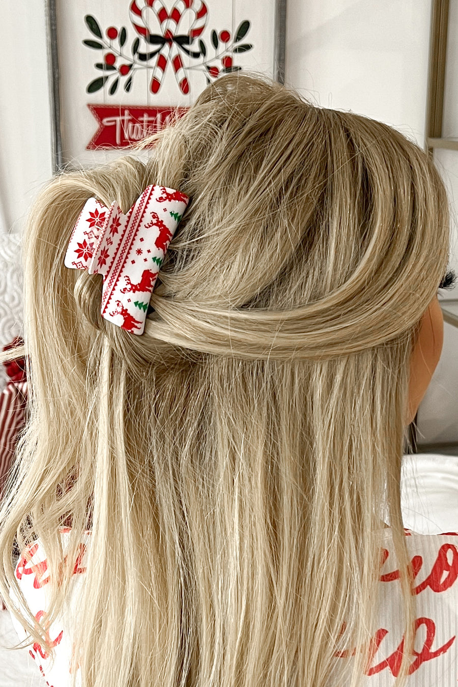 Make It Rein Holiday Theme Hair Clip (Red/White) - NanaMacs