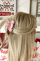 Sleigh Hair, Don't Care Holiday Theme Rounded Hair Clip (Red/White) - NanaMacs
