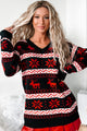 Yule Tidings V-Neck Holiday Sweater (Black) - NanaMacs