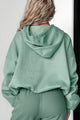 Escape The Real World Ruched Sleeve Hoodie (Olive) - NanaMacs