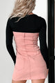 Rita Strapless Denim Mini Dress (Dusty Pink) - NanaMacs