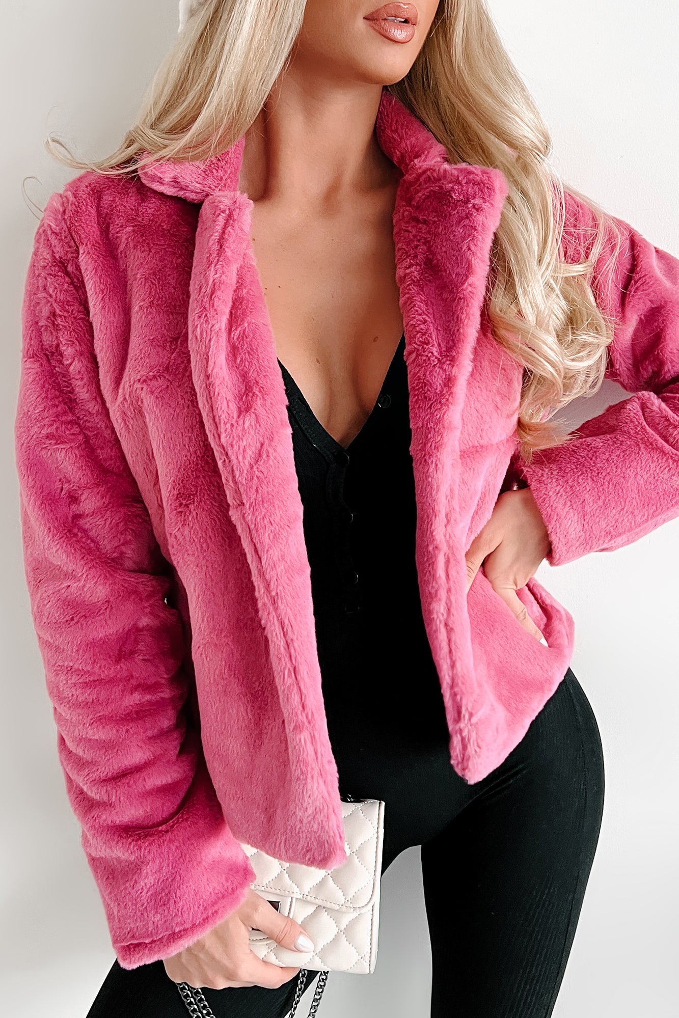 Doorbuster Upping The Stakes Faux Fur Jacket (Magenta) - NanaMacs