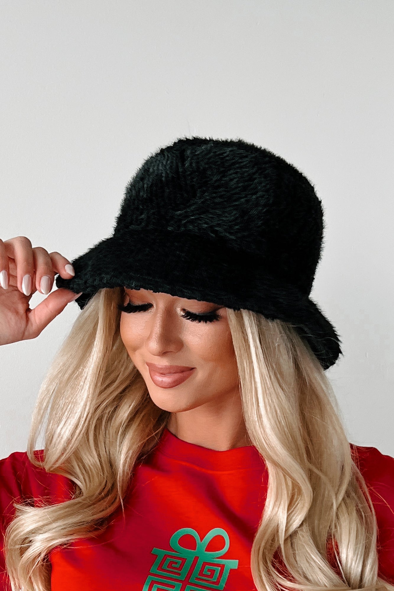 Doorbuster It's Hat Season Faux Fur Bucket Hat (Black) - NanaMacs