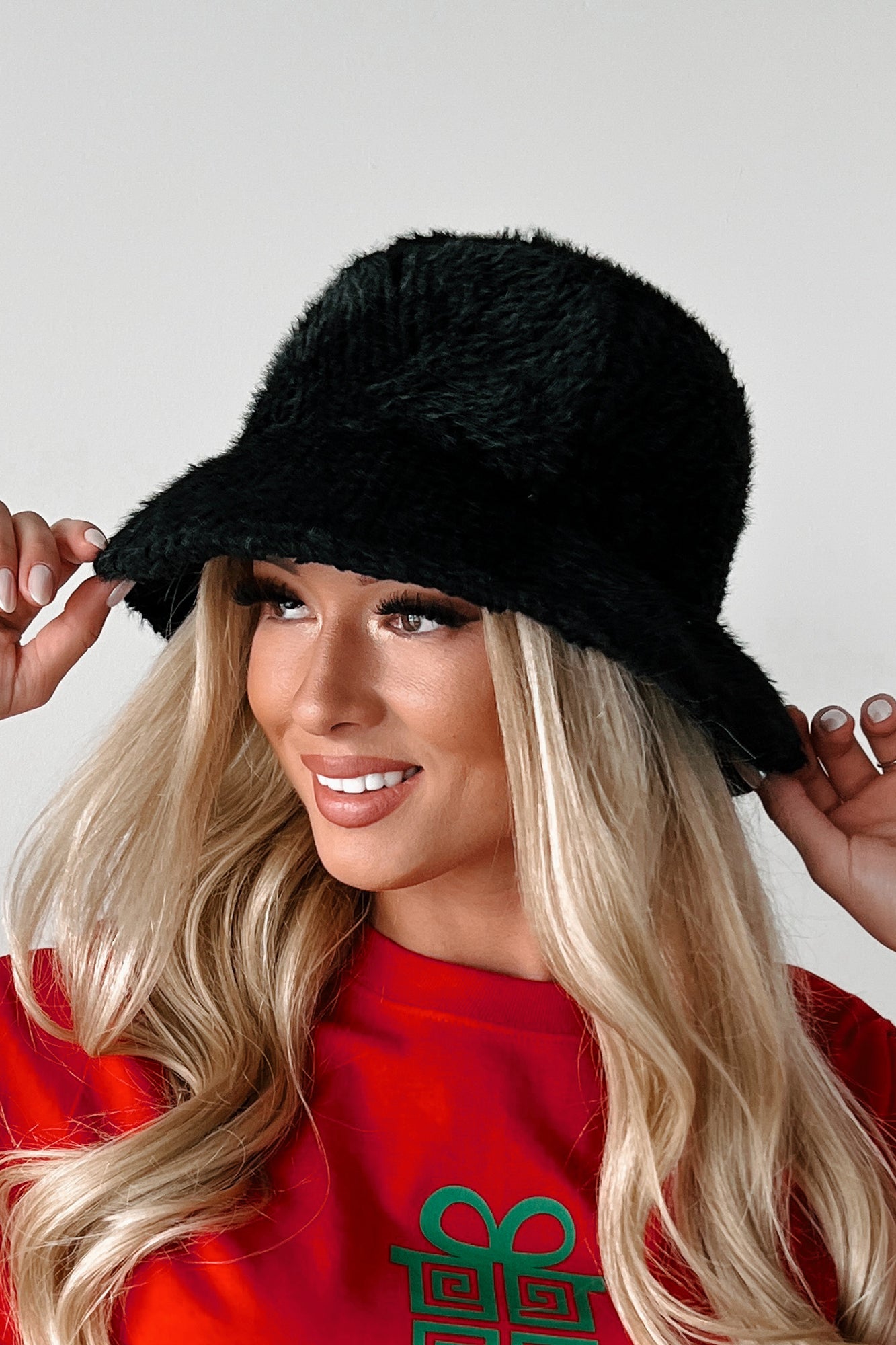 Doorbuster It's Hat Season Faux Fur Bucket Hat (Black) - NanaMacs