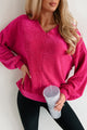 Genuine Soul Chenille Long Sleeve Top (Fuchsia) - NanaMacs