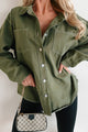 Hedge Your Bets Oversized Contrast Stitch Shacket (Olive) - NanaMacs