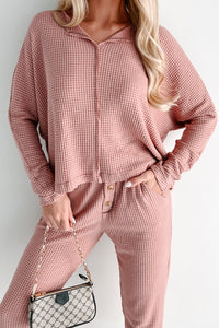 Doorbuster Movie Night Waffle Knit Lounge Set (Sienna) - NanaMacs