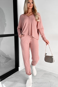 Doorbuster Movie Night Waffle Knit Lounge Set (Sienna) - NanaMacs