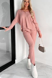 Doorbuster Movie Night Waffle Knit Lounge Set (Sienna) - NanaMacs