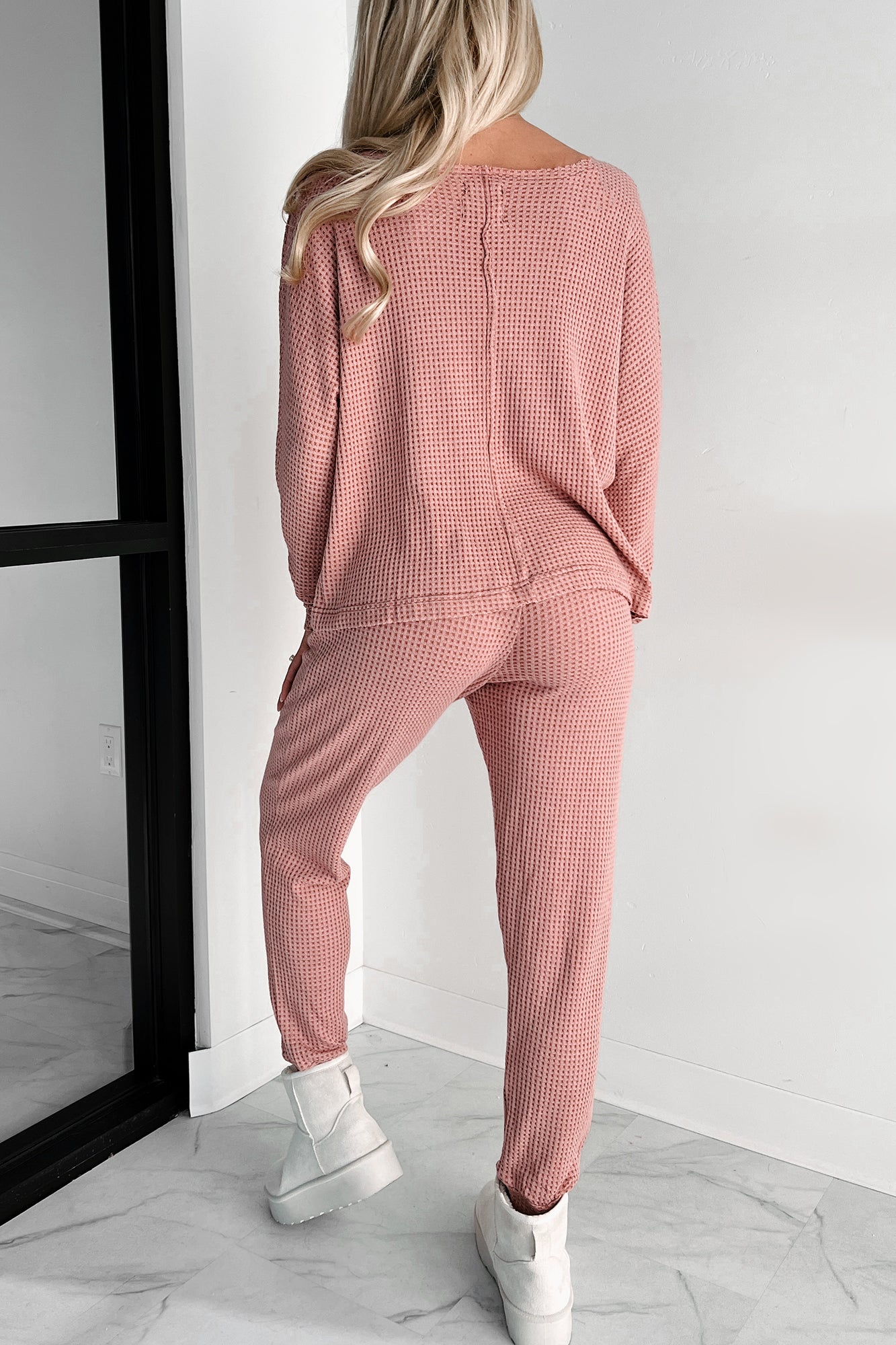 Doorbuster Movie Night Waffle Knit Lounge Set (Sienna) - NanaMacs