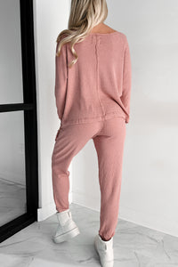 Doorbuster Movie Night Waffle Knit Lounge Set (Sienna) - NanaMacs