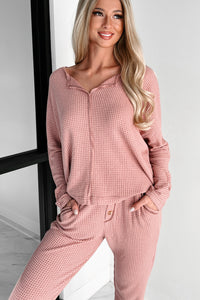 Doorbuster Movie Night Waffle Knit Lounge Set (Sienna) - NanaMacs