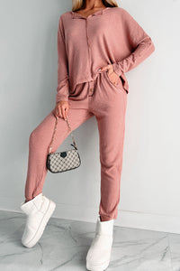 Doorbuster Movie Night Waffle Knit Lounge Set (Sienna) - NanaMacs