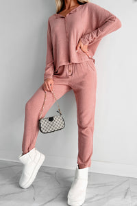 Doorbuster Movie Night Waffle Knit Lounge Set (Sienna) - NanaMacs