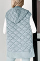 Early Mornings Oversized Quilted Vest With Hood (Smoky Blue) - NanaMacs