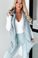 Early Mornings Oversized Quilted Vest With Hood (Smoky Blue) - NanaMacs