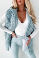 Early Mornings Oversized Quilted Vest With Hood (Smoky Blue) - NanaMacs