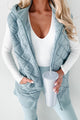 Early Mornings Oversized Quilted Vest With Hood (Smoky Blue) - NanaMacs