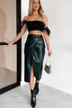 Reckless Attitude Faux Leather Midi Wrap Skirt (Black) - NanaMacs