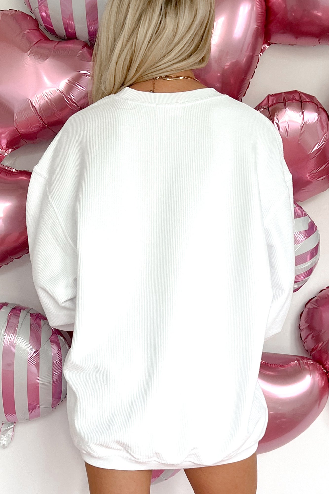 "Hugs & Kisses" Corded Graphic Crewneck (White) - Print On Demand - NanaMacs