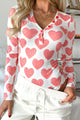 Madly In Love Spiral Heart Print Long Sleeve Bodysuit (Red/White) - NanaMacs