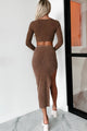 Easy To Admire Ribbed Crop Top & Midi Skirt Set (Espresso) - NanaMacs