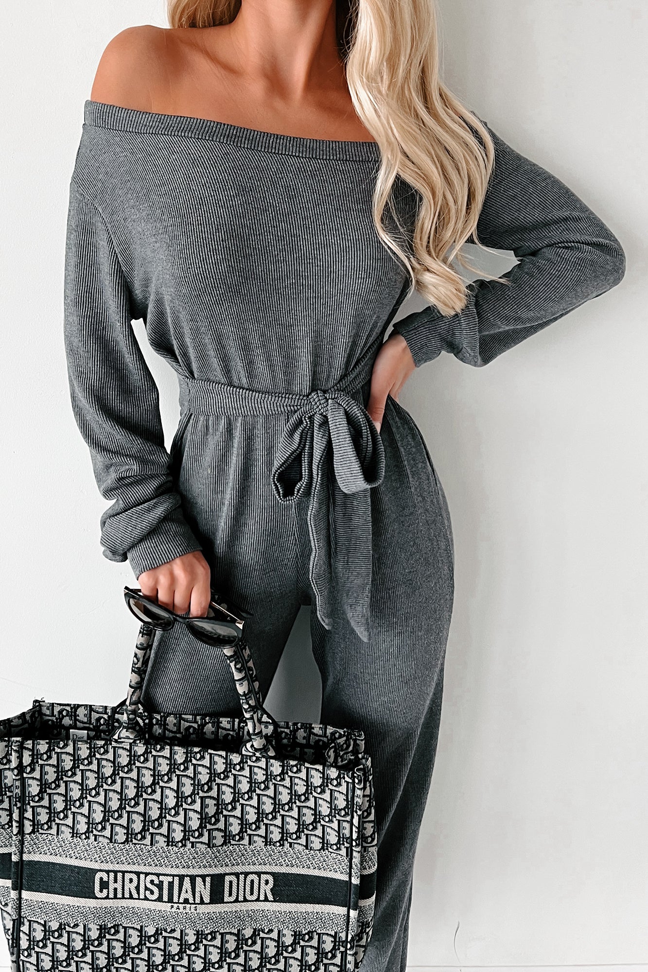 Thick As Thieves Ribbed One Shoulder Jumpsuit (Charcoal) - NanaMacs