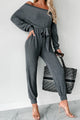 Thick As Thieves Ribbed One Shoulder Jumpsuit (Charcoal) - NanaMacs