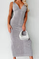 Celestial Style Sleeveless Bodycon Midi Dress (Grey) - NanaMacs