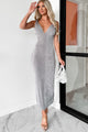 Celestial Style Sleeveless Bodycon Midi Dress (Grey) - NanaMacs