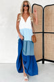 Meet Me In Mykonos Tiered Colorblock Maxi Dress (Blue Multi) - NanaMacs
