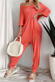 Tired Eyes Short Sleeve Slouchy Jumpsuit (Coral) - NanaMacs