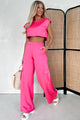 Point Of Interest Crop Top & Cargo Pants Set (Hot Pink) - NanaMacs