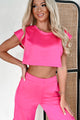 Point Of Interest Crop Top & Cargo Pants Set (Hot Pink) - NanaMacs