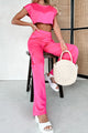 Point Of Interest Crop Top & Cargo Pants Set (Hot Pink) - NanaMacs