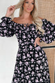 The Sweetest Melody Floral Maxi Dress (Black/Pink) - NanaMacs