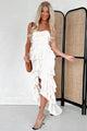 Hitting The High Notes Tiered Ruffle High-Low Maxi Dress (Cream) - NanaMacs