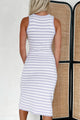 Addie Striped Sleeveless Sweater Dress (Lavender/White Stripe) - NanaMacs