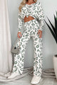 Feline Satisfaction Animal Print Loungewear Set (Sage/Ivory) - NanaMacs