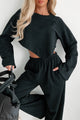 Feeling At Home Crop Top & Pants Loungewear Set (Black) - NanaMacs