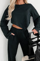 Feeling At Home Crop Top & Pants Loungewear Set (Black) - NanaMacs
