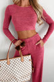 Asa Heathered Knit Crop Top & Pants Set (Hot Pink) - NanaMacs