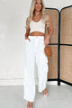 Trendy In Thailand Linen Cargo Pants (White) - NanaMacs