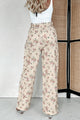 Blooming To Perfection Drawstring Floral Cargo Pants (Light Taupe) - NanaMacs