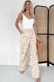 Blooming To Perfection Drawstring Floral Cargo Pants (Light Taupe) - NanaMacs