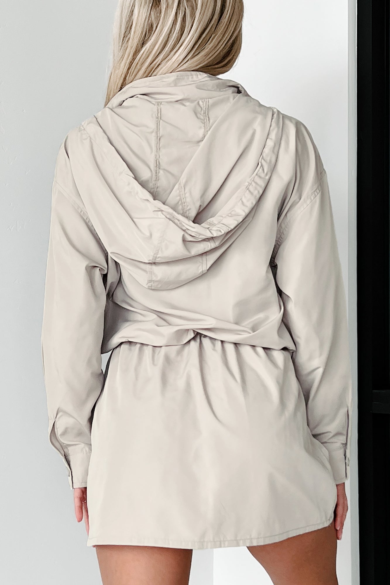 Wishing For Rain Windbreaker Dress (Beige) - NanaMacs