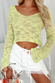 The Right Kind Of Wrong Sheer Knit Crop Sweater (Celery) - NanaMacs