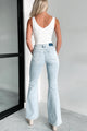 Atlanta Double-Lined Sleeveless V-Neck Bodysuit (White) - NanaMacs