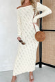 Successfully Stylish Off The Shoulder Sweater Maxi Dress (Cream) - NanaMacs